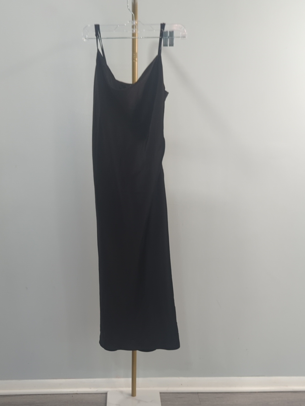 Forever 21 Black Slip Midi Dress with Thin Straps